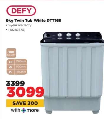 DEFY 9KG Twin Tub White DTT169