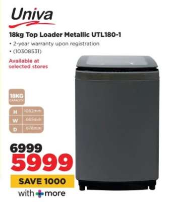 Univa 18kg Top Loader Metallic UTL180-1