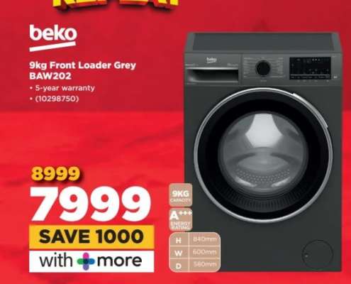 beko 9kg Front Loader Grey BAW202