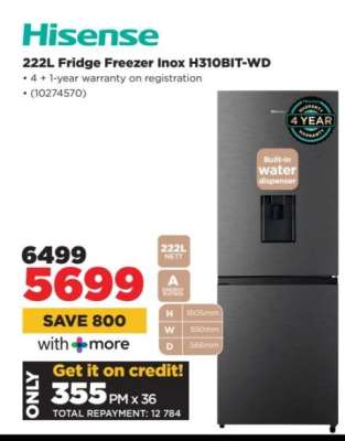 Hisense 222L Fridge Freezer Inox H310BIT-WD