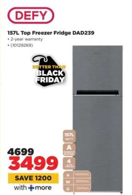 DEFY 157L Top Freezer Fridge DAD239