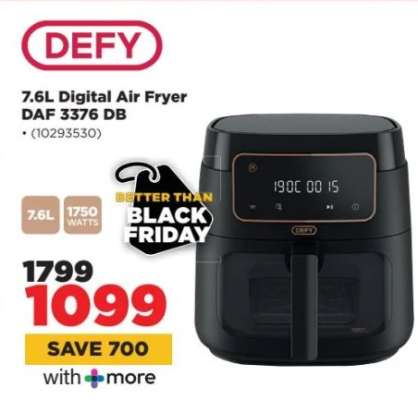 Defy 7.6L Digital Air Fryer DAF 3376 DB
