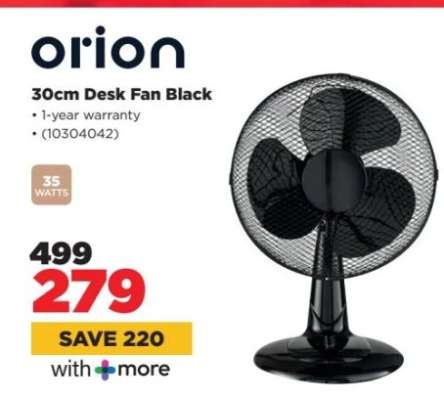orion 30cm Desk Fan Black