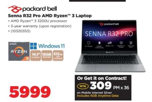 Packard Bell Senna R32 Pro AMD Ryzen 3 Laptop