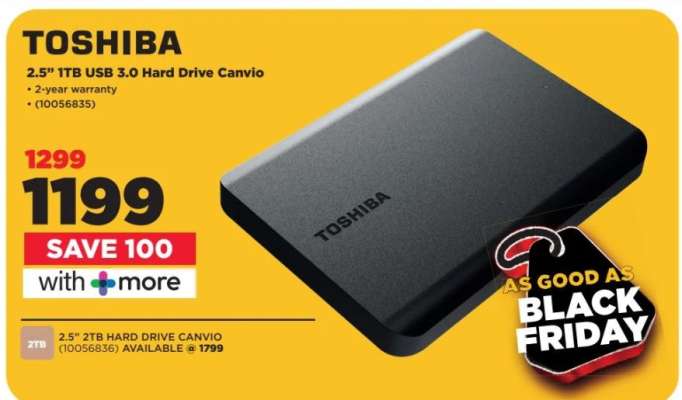 TOSHIBA 2.5" 1TB USB 3.0 Hard Drive Canvio