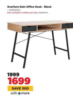 Everfurn Rain Office Desk - Black