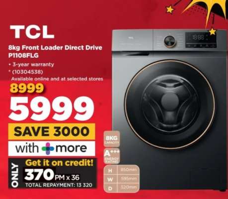 TCL 8kg Front Loader Direct Drive P1108FLG