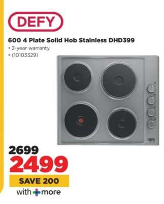 DEFY 600 4 Plate Solid Hob Stainless DHD399
