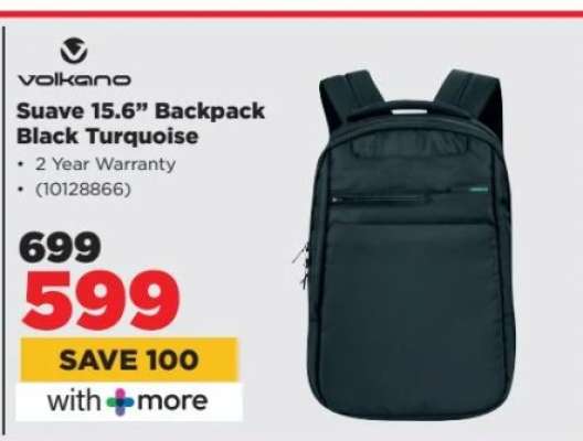 Volkano Suave 15.6” Backpack Black Turquoise