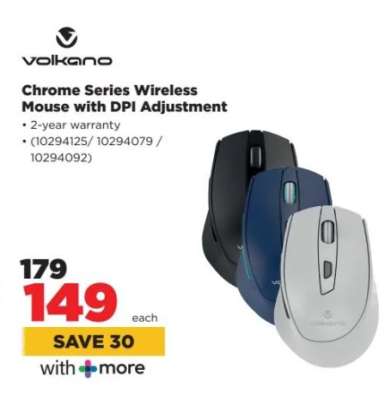 Volkano Chrome Series Wireless Mouse with DPI Adjustment