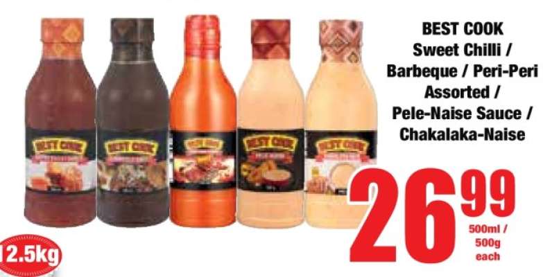 BEST COOK Sweet Chilli / Barbeque / Peri-Peri Assorted / Pele-Naise Sauce / Chakalaka-Naise