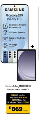 Samsung Galaxy S25 (256GB) 5G + Samsung Galaxy Tab A9 LTE