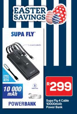 Supa Fly 4 Cable 10000mAh Power Bank