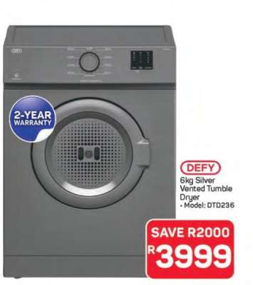 Defy 6kg Silver Vented Tumble Dryer