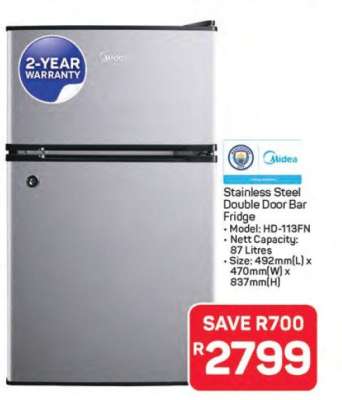 Stainless Steel Double Door Bar Fridge