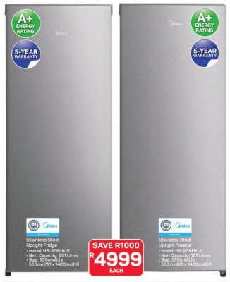 Stainless Steel Upright Fridge/Freezer