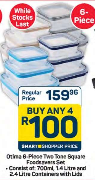 Otima 6-Piece Two Tone Square Foodsavers Set