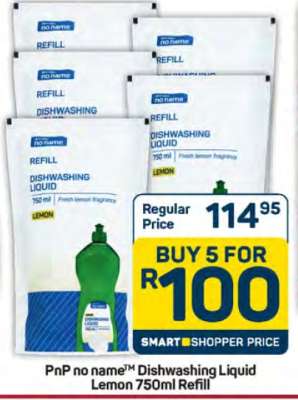 PnP no name™ Dishwashing Liquid Lemon 750ml Refill