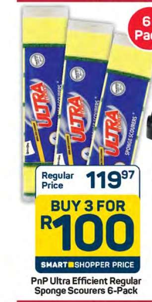 PnP Ultra Efficient Regular Sponge Scourers 6-Pack