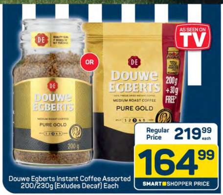 Douwe Egberts Instant Coffee Assorted 200/230g (Excludes Decaf) Each