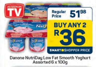 Danone NutriDay Low Fat Smooth Yoghurt Assorted 6 x 100g