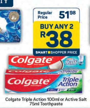 Colgate Triple Action 100ml or Active Salt 75ml Toothpaste