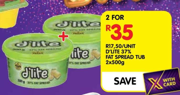 D'LITE 37% FAT SPREAD TUB 2x500g