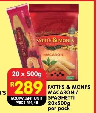 FATTI'S & MONI'S MACARONI/SPAGHETTI 20x500g