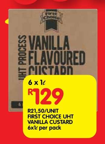 FIRST CHOICE UHT VANILLA CUSTARD