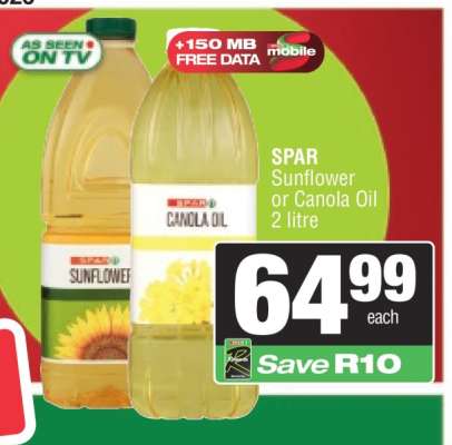 SPAR Sunflower or Canola Oil 2 litre