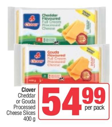 CLOVER Cheddar or Gouda Processed Cheese Slices