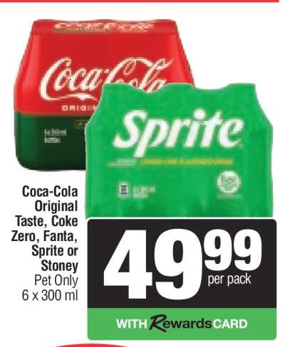 Coca-Cola Original Taste, Coke Zero, Fanta, Sprite or Stoney