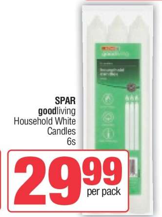 SPAR goodliving Household White Candles 6s