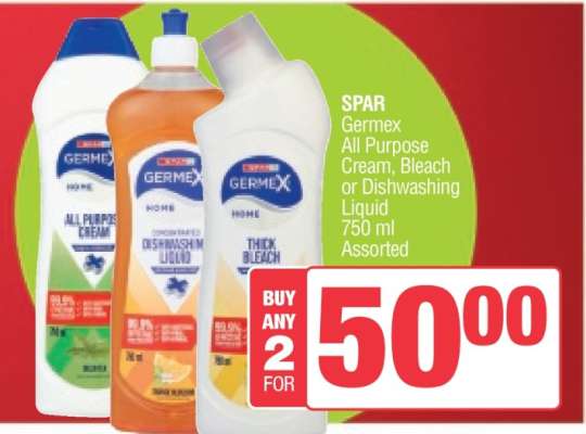 SPAR Germex All Purpose Cream, Bleach or Dishwashing Liquid