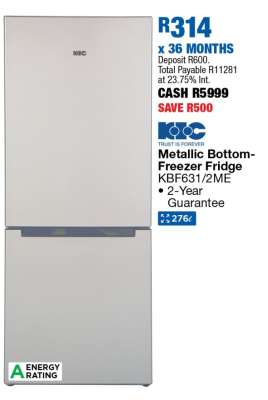 KIC Metallic Bottom-Freezer Fridge