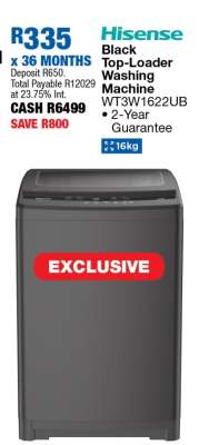 Hisense Black Top-Loader Washing Machine WT3W1622UB