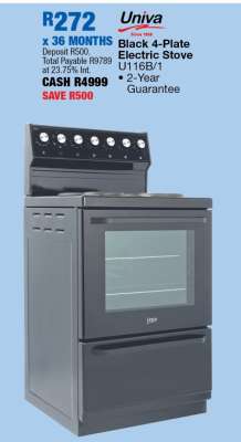 Univa Black 4-Plate Electric Stove U116B/1