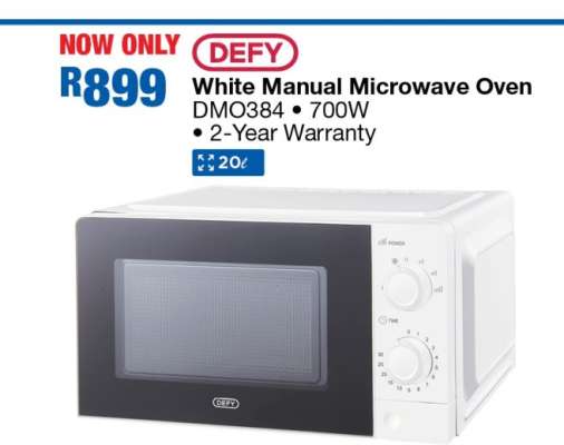DEFY White Manual Microwave Oven