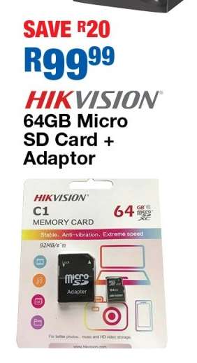 HIKVISION 64GB Micro SD Card + Adaptor