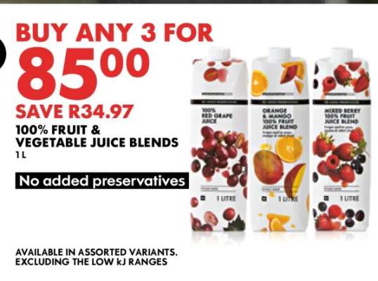 100% Fruit & Vegetable Juice Blends