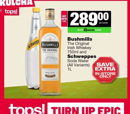 Bushmills and Schweppes Combo