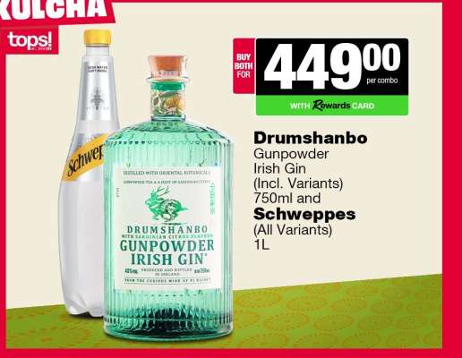 Drumshanbo Gunpowder Irish Gin and Schweppes