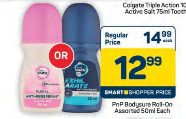 PnP Bodysure Roll On Assorted 50ml Each