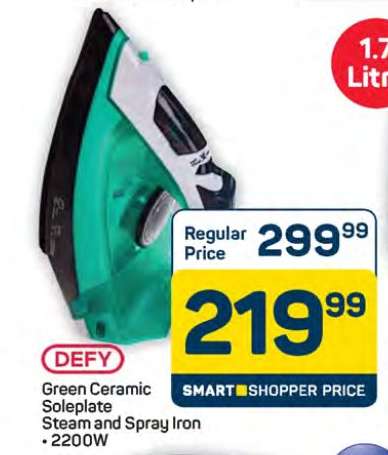 DEFY Green Ceramic Soleplate Steam and Spray Iron