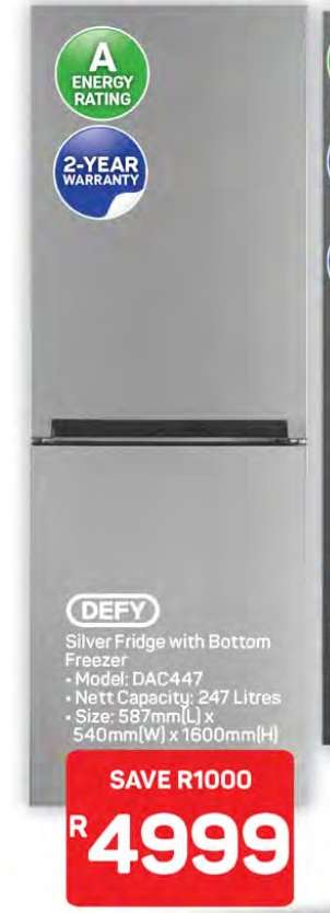 Defy Silver Fridge with Bottom Freezer
