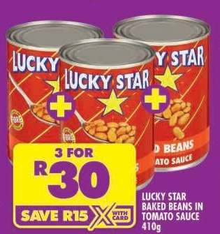 LUCKY STAR BAKED BEANS IN TOMATO SAUCE 410g