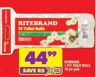 RITEBRAND 1-PLY TOILET ROLLS