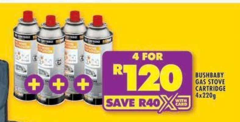 BUSHBABY GAS STOVE CARTRIDGE 4x220g