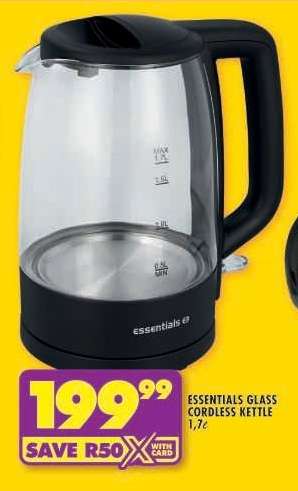 ESSENTIALS GLASS CORDLESS KETTLE