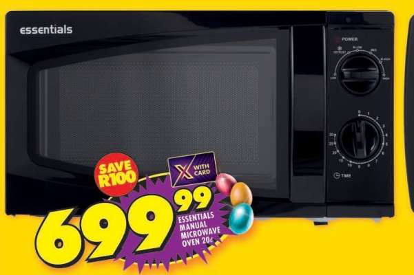 ESSENTIALS MANUAL MICROWAVE OVEN 20L